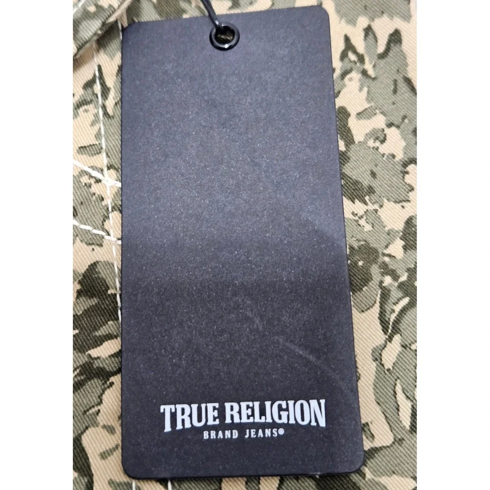True Religion Mens Abstract Camo Cargo Pants Green‎ Swirl 701122 Size 38 NWT